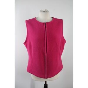 LL Bean L Pink Fleece Vest Full Zip Sleeveless Jacket 0XQ20